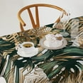 thumbnail image 2 of Tropical Palm Leaves Tablecloth, Summer Hawaii Golden Green Tropical Leaves Botanical Table Cover Indoor Outdoor Home Kitchen Dinning Table Decor 55x55in, 2 of 6