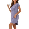thumbnail image 4 of INSPIRAR CHIC Camisones de Mujer Camisetas de Noche con Impresión de Gatos Vestido de Sueño de Manga Corta Túnicas de Noche XS Gris Púrpura, 4 of 6