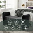 thumbnail image 5 of 52" End of Bed Bench, Teddy Fabric Upholstered Ottoman Couch Long Bench with Padded Seat, Footrest Foot Stool for Bedroom Living Room Entryway, Black, 5 of 8