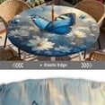 thumbnail image 5 of Round Outdoor Tablecloth with Umbrella Hole, Zippered Fitted Tablecloth with Elastic Edge, Waterproof Table Cloth Cover for Picnic Party Fits 36"-65" Round Table, 5 of 9