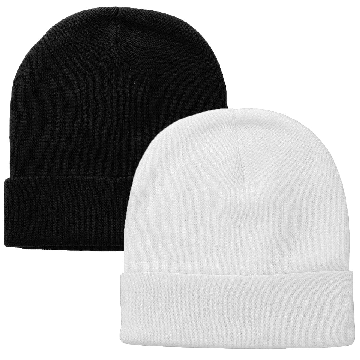 2 pcs Set Men Women Knitted Beanie Hat Ski Skully Cap Plain Solid Color