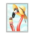 thumbnail image 4 of Stupell Industries Summertime Flamingo Sun Hat Enjoying Ice Cream Cone Graphic Art Gray Framed Art Print Wall Art, Design by Amelie Legault, 4 of 5