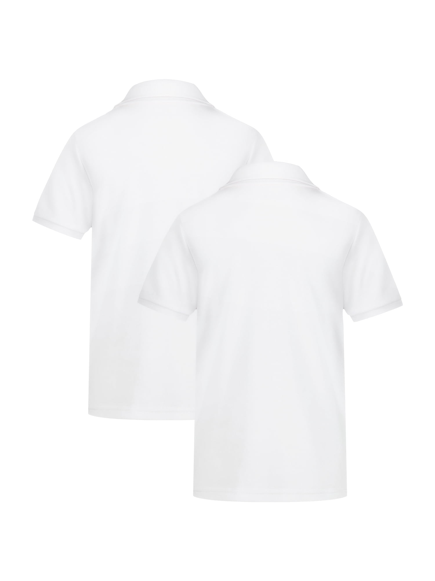 Wonder Nation Girls School Uniform Interlock Short Sleeve Polo Shirt, 2-Pack, Sizes 4-18 & 10-16 Plus
