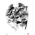 thumbnail image 1 of angel wing warrior fighting devil large 8.25" temporary arm tattoo, 1 of 4