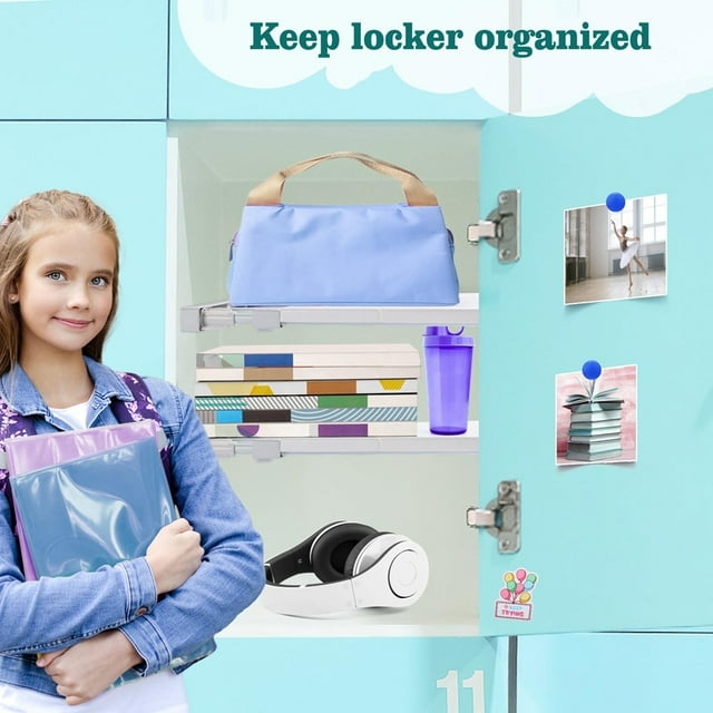 2 Pcs School Locker Shelf Organizer - Adjustable Locker Divider Mate Easy to Install for Extending Locker Use Space