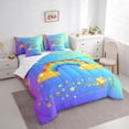 thumbnail image 3 of jejeloiu 3D Cartoon Rainbow 7-Piece Twin Bedding Sets,Gold Stars Bedding Comforter Set,Colorful Ombre Sheet Sets For Girls,Luxury Bedroom Decor Reversible, 3 of 8