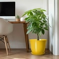 thumbnail image 6 of 12 inch Ceramic Planter, Extra Large Round Flower Pots with Drainage, Elegant Pot for Indoor Trees, for Glamorous Home Decor, Light Yellow, 6 of 7