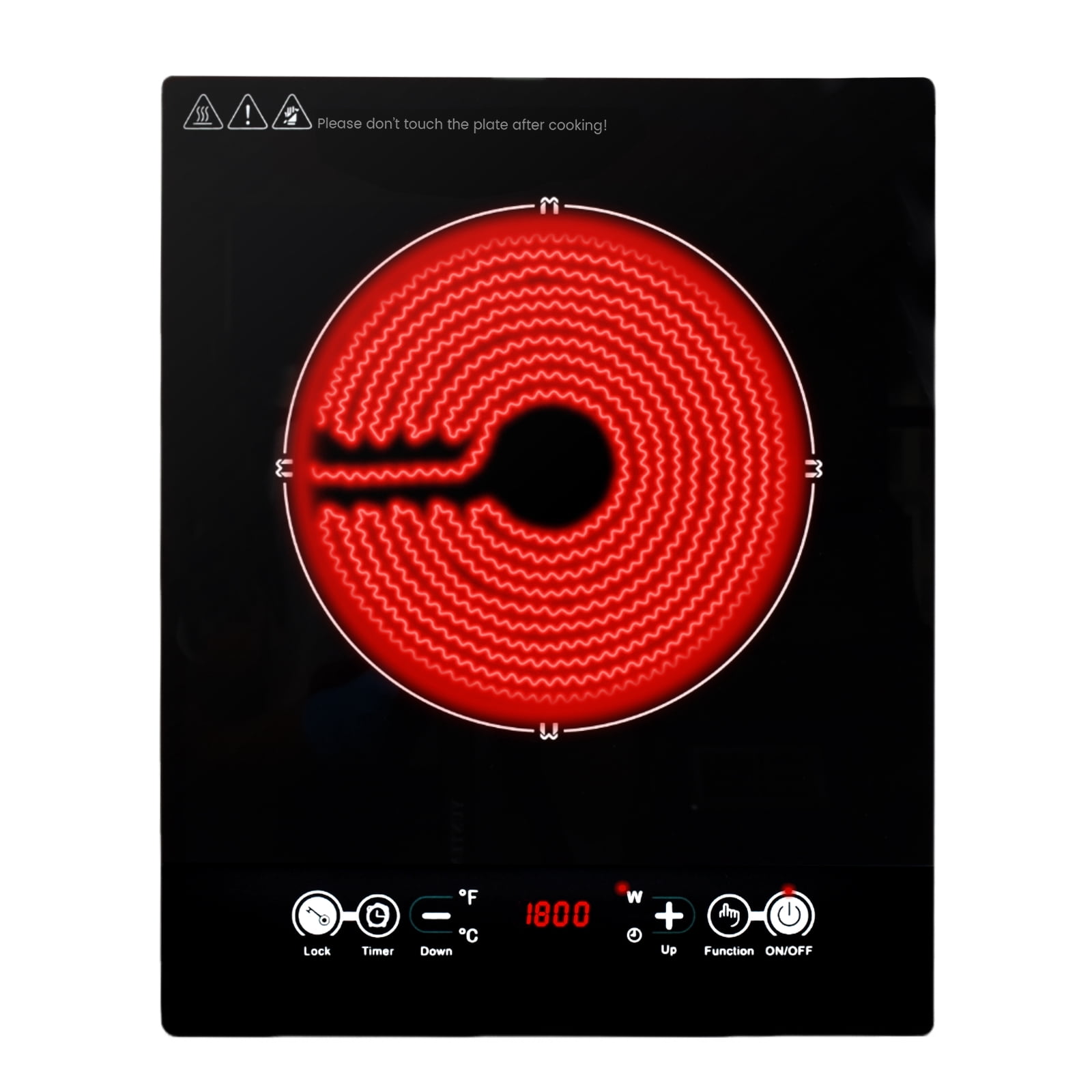 iMeshbean Portable Electric Cooktop Electric Stove Single Burner Ceramic Cooktop 1800W 110