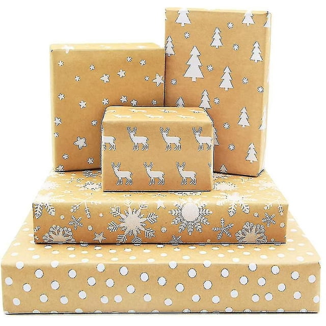 Rollo de papel de regalo navideño Kraft YONGSHENG 5 patrones 39 x 17 pulgadas