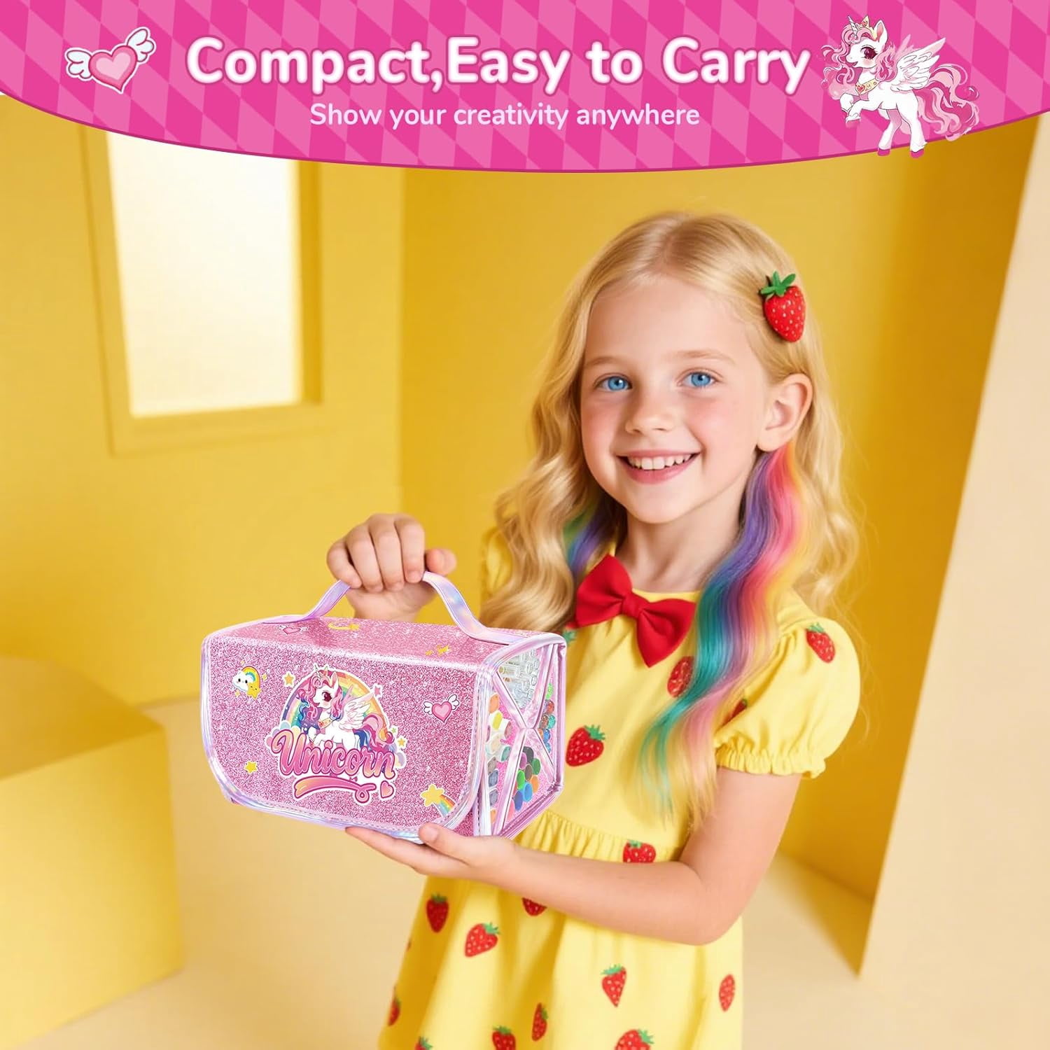 70PCS Unicorn Washable Markers Set with Glitter Case,Supplies for Kids Ages 4-6-8,Drawing Coloring Craft Kits for Girls with Marker,Glitter Pens,Crayon,Birthday Gifts Toys for Girls