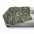 thumbnail image 3 of Oriental Soft Flannel Fleece Throw Blanket, Ornamental Nostalgic Floral Design Swirling Leaves and Blossoms, Cozy Plush for Indoor and Outdoor Use, 50" x 60", Pale Green Umber, by Ambesonne, 3 of 6