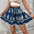 thumbnail image 2 of Youyipin Womens Shorts Floral Printed Shorts Elastic High Waist Wide Leg Aline Flowy Boho Shorts Shorts For Women, 2 of 9