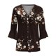 thumbnail image 3 of Xuyuer 3/4 Length Sleeve Womens Tops Round Neck Casual Summer Tunic Tops Basic Tees Blouses Cardigan Lightweight Button Down Casual Dressy T-Shirts Pleated Cute Shirts, 3 of 5