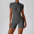 thumbnail image 1 of Mono de entrenamiento con cremallera de verano, monos deportivos para mujer, ropa de gimnasio, trajes de Fitness para correr, chándal de gimnasio, ropa deportiva corta, conjunto de Yoga, 1 of 5