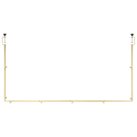 KFFKFF Adjustable Over-The-Table Rod Stand with Clamps, 13"-42" Height & 28"-98" Length, Metal Table Arch Frame for Wedding, Birthday, Party, and Holiday Decorations, Gold