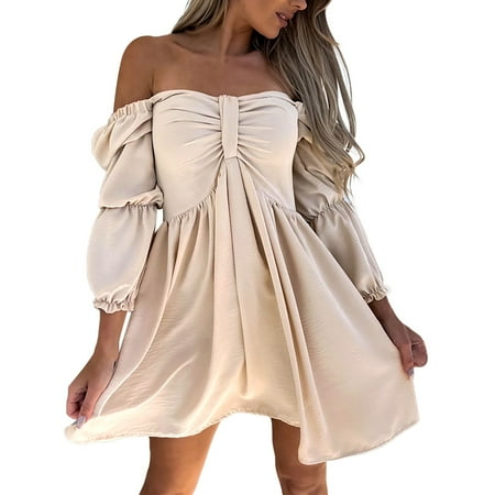 

Pianpianzi Long Maternity Evening Dress Long Maxi Wrap Dress Straight Cut Dress Women s Off Shoulder Short Chiffon Dress Frill Trim Hight Elastic Waist Ruffle Hem Long Puff Sleeve Sexy Dresses