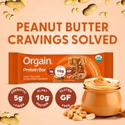 Orgain Organic Vegan Protein Snack Bars, Peanut Butter, 1.41oz (Pack of 12)
