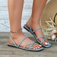 thumbnail image 5 of Gpaecead Women Strappy Flat Sandals Square Open Toe One Strap Elegant Versatile Cushioned Footbed Spring Summer Casual Outdoor Shoes,A-Light Blue, 5 of 8