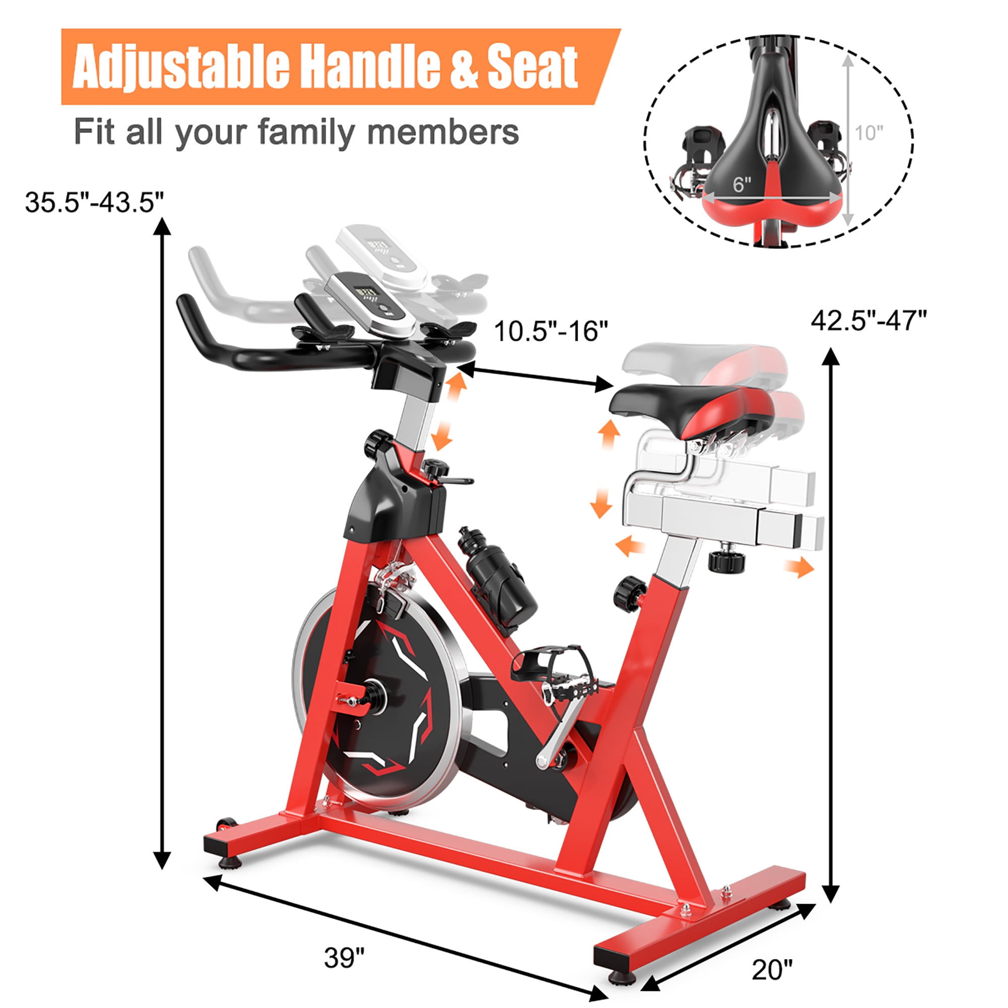 Goplus Stationary Indoor Fitness Cycling Bik w LCD Monitor Red