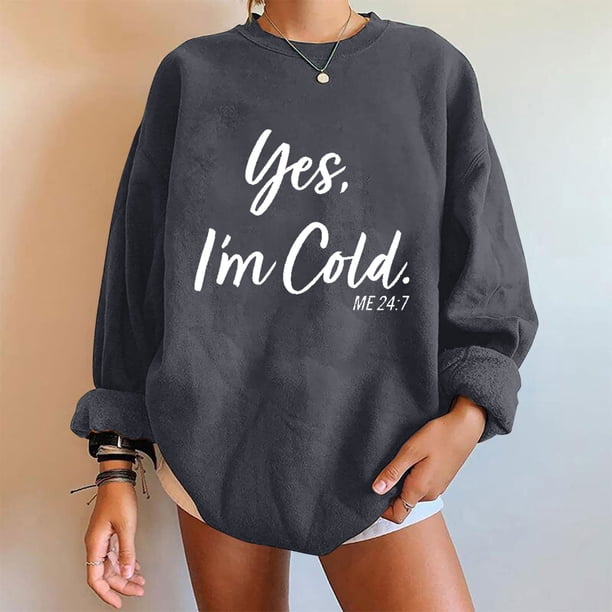 ICHUANYI Clearance Women's Fashion Sweatshirts Long Sleeved English Printed Pullover Fall Crewneck Sweatshirt(Gray, M) ICHUANYI WER2023081514245