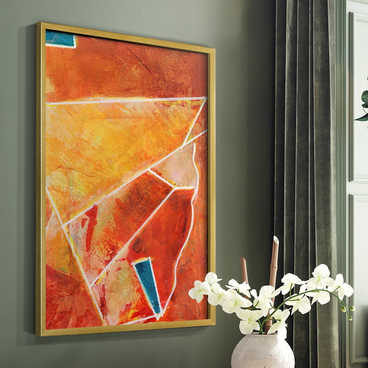 Primary Connection III Framed Print in Gold Solid Wood Framed Print No Nail Hanging