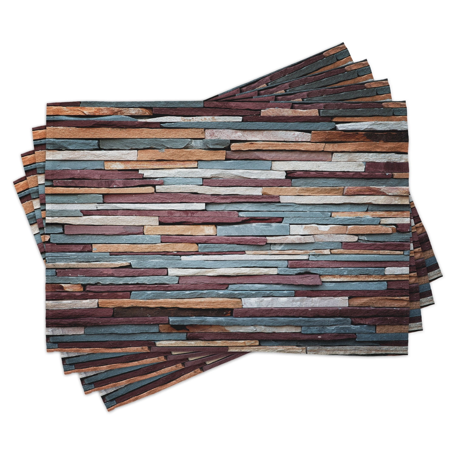 Urban Placemats Set of 4 Colored Stone Surface Texture Background Retro
