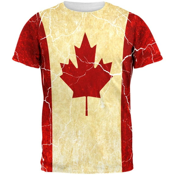Canadian Flag Grunge Distressed All Over Mens T Shirt Multi X-LG