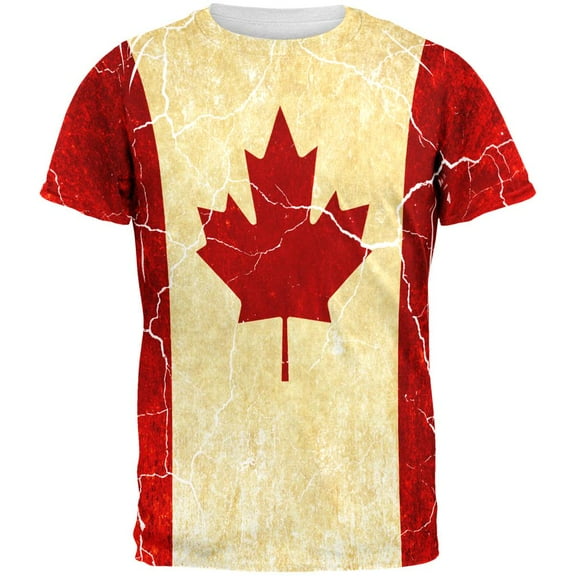 Canadian Flag Grunge Distressed All Over Mens T Shirt Multi X-LG