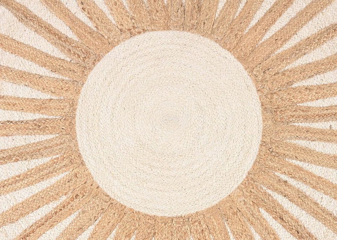 Avyay Rugs Rugs and Decor LLC Sun Braided Beige Sunburst Area Rugs, 10' Round, Handmade