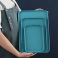 thumbnail image 4 of Seasonal Savings, Rectangular Tray Sets, 3 Medium Large Small Plates, Tea Cup Snack Serving, Household, Kitchenware, Multi-Size, Dishwasher Safe Up to 60% OFF | Plastic, Blue, Akmoler, 4 of 8
