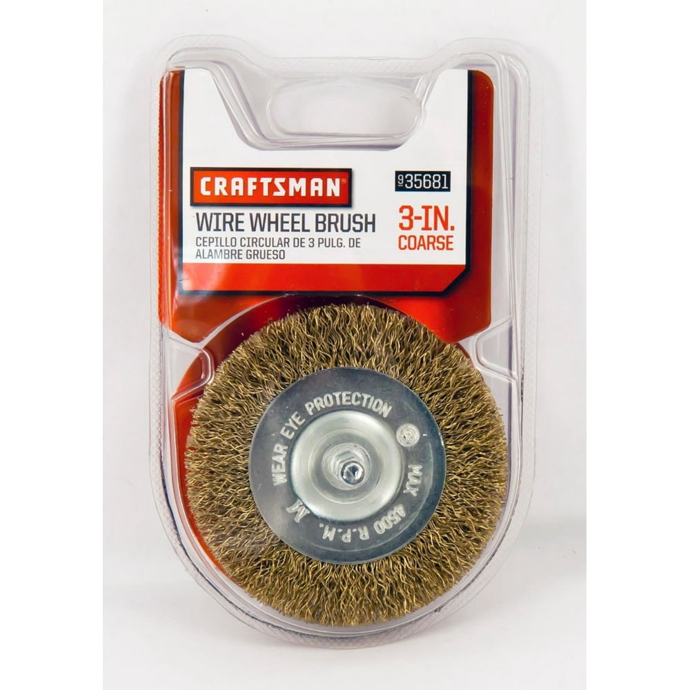 Craftsman Wire Wheel Brush 3 in. Diameter Coarse BrassCoated 1/4 in