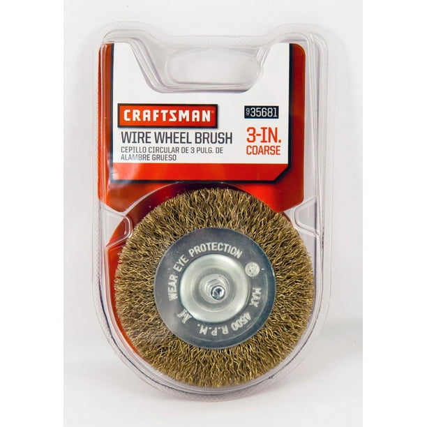 Craftsman Wire Wheel Brush 3 in. Diameter Coarse BrassCoated 1/4 in