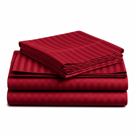 FURMORA 2026 New 800 Thread Count Egyptian Cotton Sateen Weave-4 Piece Bed Sheets,Burgundy Stripe-Queen Size,Luxury Premium Hotel Quality Sheet Set,Fits Mattresses Upto 18" Deep Pocket