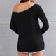 thumbnail image 4 of Top con hombros descubiertos para mujer, jersey de manga larga de Color puro, camisa holgada elástica para mujer, Top para fiesta diaria, trabajo negro XL, 4 of 6