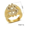 thumbnail image 2 of HIJONES Men's Stainless Steel White Zirconia Inlaid Dollar Sign Rich Ring Lucky Wedding Couple Band Gold Size 13, 2 of 6