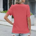 thumbnail image 4 of ZyeKqe Womens Button down T Shirts Dress Short Puff Sleeve Crew Neck Blouses Work Office Tunic Tops, 4 of 7