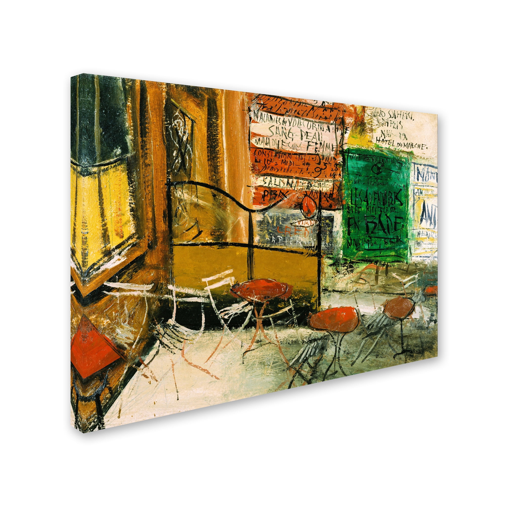 Free Shipping! Trademark Fine Art Cafe Terrace With Posters Canvas