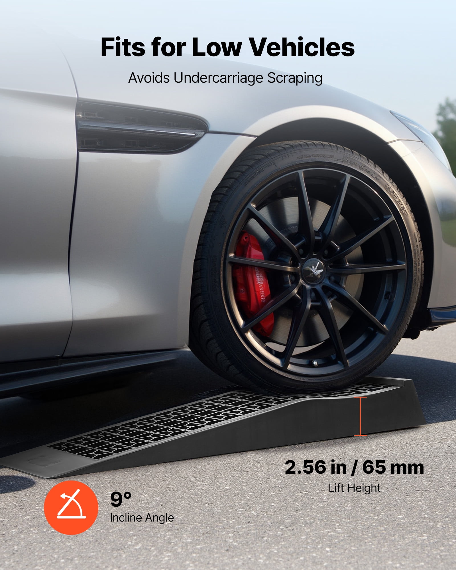 VEVOR Car Ramps, 2 PCS 20000 lbs GVW Capacity, 2.56 in Lift Height, Portable Low Profile Car Service Ramps for Home Garage Maintenance & Oil Changes, Heavy Duty for Low Chassis Vehicle & Support Jack