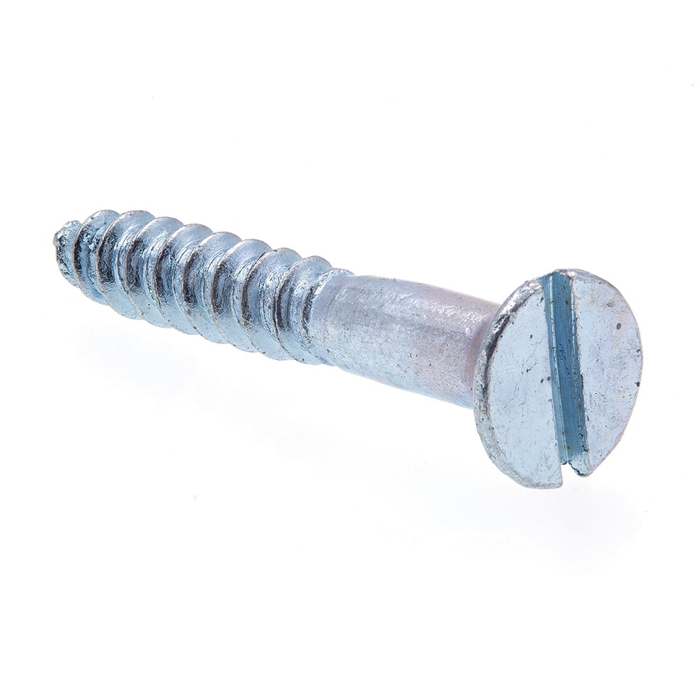 Wood Screws, Flat Head, Slotted Drive, 6 X 1 in, Zinc Plated Steel, 50