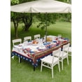 thumbnail image 4 of Outdoor Tablecloth with Umbrella Hole for Patio/Picnic/Party/Camping, Independence Day Waterproof Table Cloth Rectangle Table Cover Washable, American Flag Anniversary Star Floral (60"x 84"), 4 of 9