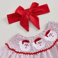 thumbnail image 5 of Viworld Toddler Baby Girl Smocked Christmas Dress Santa Claus Short Sleeve Princess Dresses Headband Xmas Outfit, 5 of 8