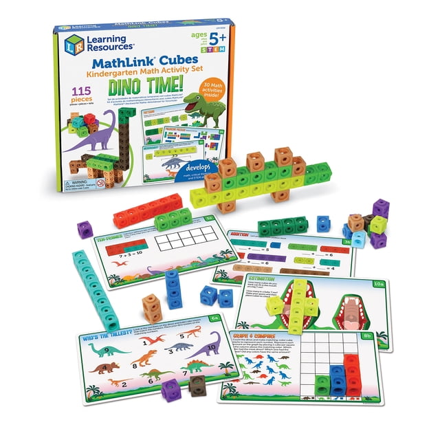 Recursos de aprendizaje de MathLink Cubes Learning Resources Dino Time 115 piezas