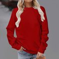 thumbnail image 2 of Towmus Solid Sweatshirt Pullover for Women Long Sleeves Color Tunic Tops Crewneck Hoodless Tunic Tops Casual Sweatshirt, 2 of 4