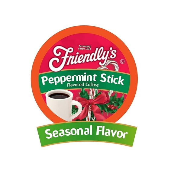 Friendly's Peppermint Flavored Coffee Pods for Keurig K Cup Brewers, Peppermint Stick ,40 Count