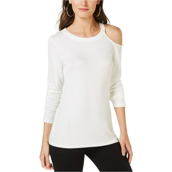 I-N-C Womens Cutout One Shoulder Blouse, White, Small