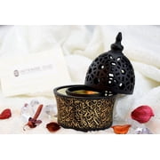 Calligraphy Style Closed Incense Bakhoor Burner - Black