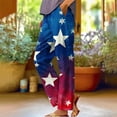 thumbnail image 2 of HEILAU Independence Day Pants for Women 4th Of July Wide Leg Patriotic Elastic Waist Red White And Blue With Pockets Linen Pants, 2 of 5