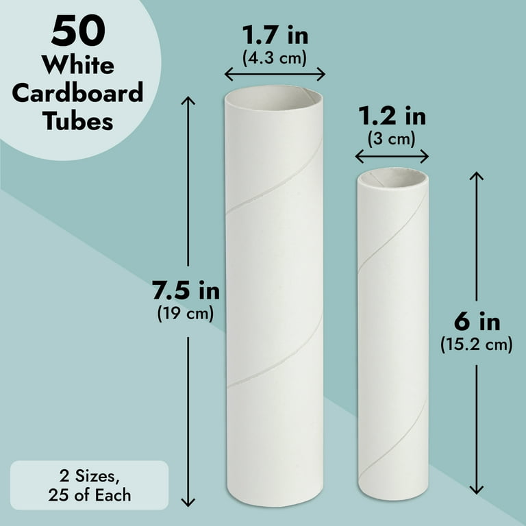 Genie Crafts 12 Pack White Cardboard Tubes for Crafts, Empty Paper Towels Rolls for DIY Art Projects (1.7 x 10 Inches)