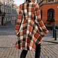 thumbnail image 4 of LTTVQM Women's Plaid Casual Ruffle Hem Shacket Jacket Button Open Front Lapel Long Sleeve Cardigan Coat Peplum Babydoll Shirt Top Saffron S, 4 of 7