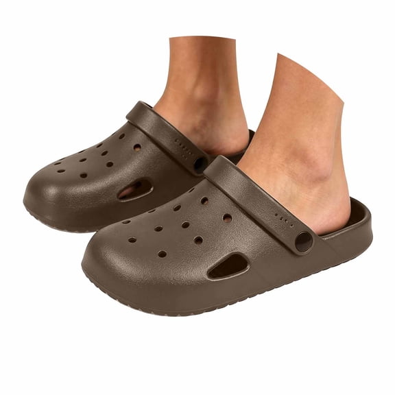 MDUKONU Unisex Garden Clogs, Womens and Mens on Shoes, Comfortable Quick Dry Lightweight Sandals for Beach Casual, Indoor and Outdoor Size: 6 Coffee
